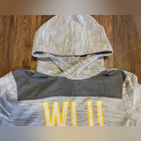 WLU Wilfred Laurier University grey & yellow pullover hoodie sweater Medium - Picture 4 of 5